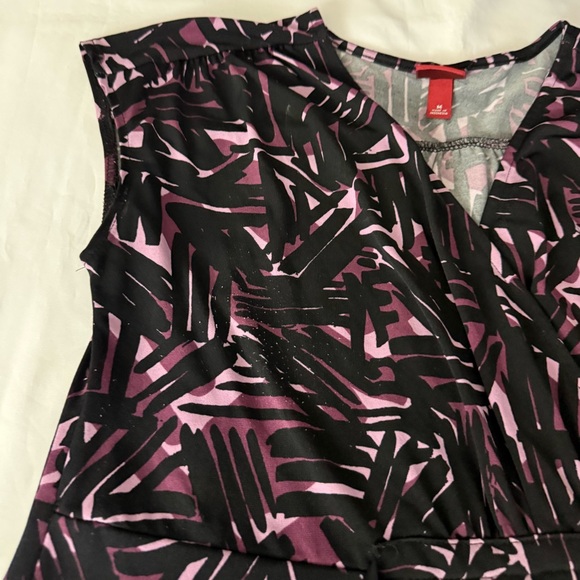 Merona Sleeveless Patterned Black & Purple Flowy Dress - Picture 5 of 13